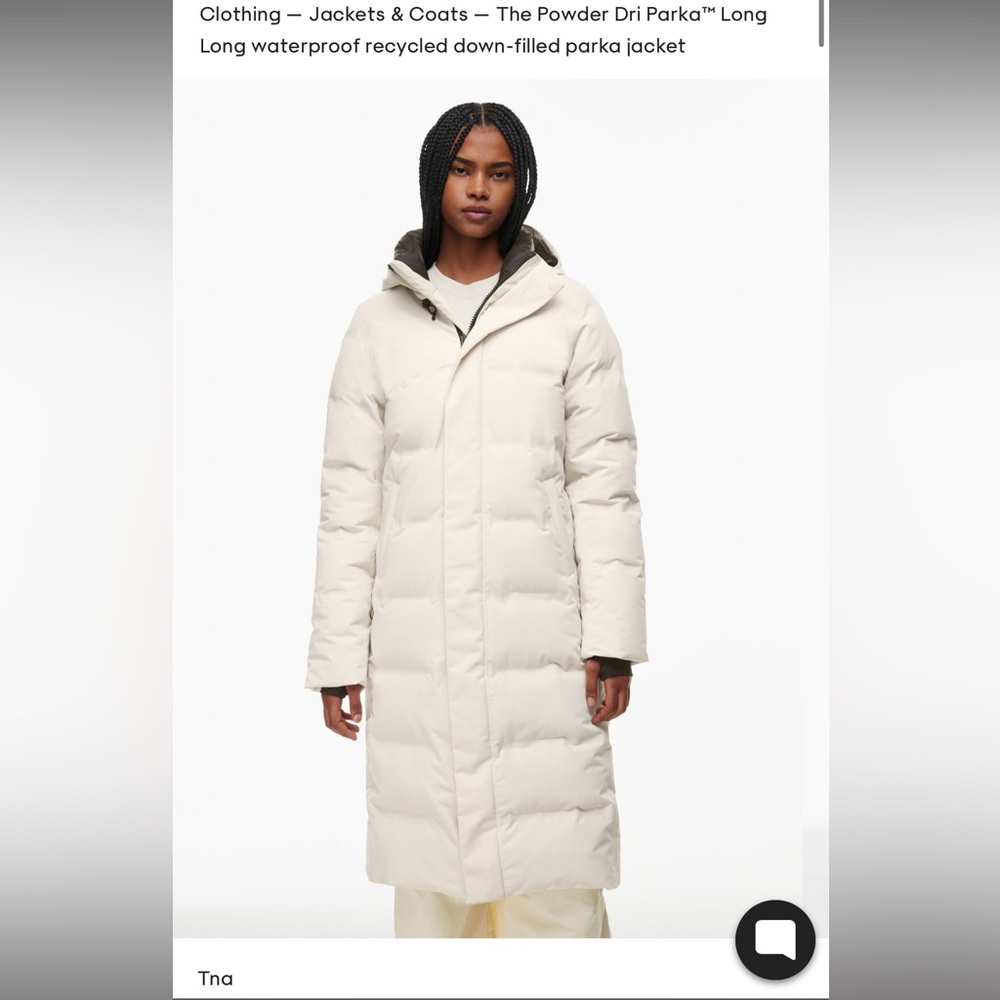 Aritzia TNA The dri parka long medium size in white